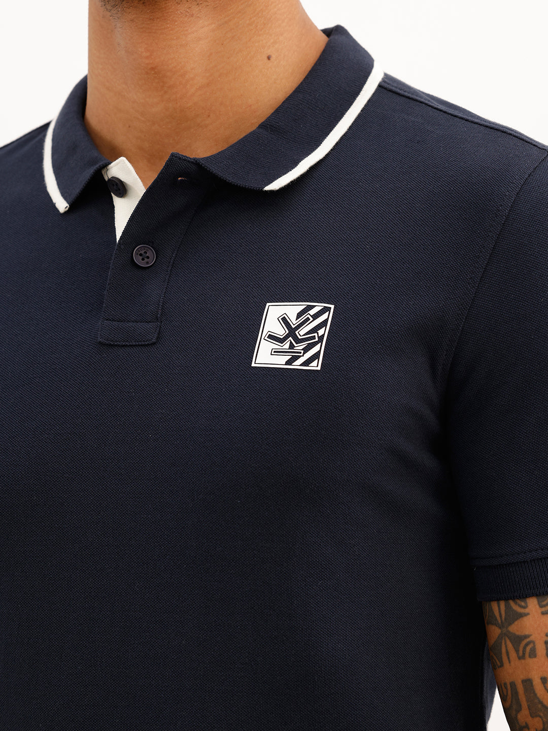 Slim Fit Tipping Collar Polo T-Shirt | Navy Blue