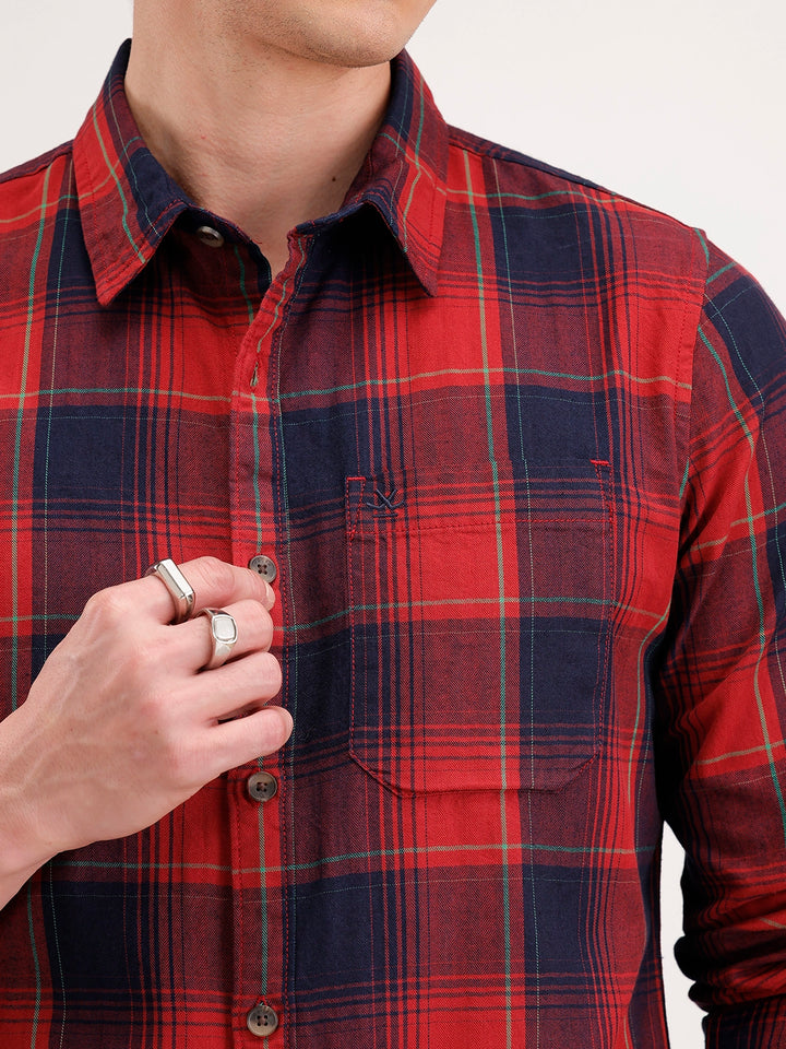 Slim Fit Checkered Shirt | Rust