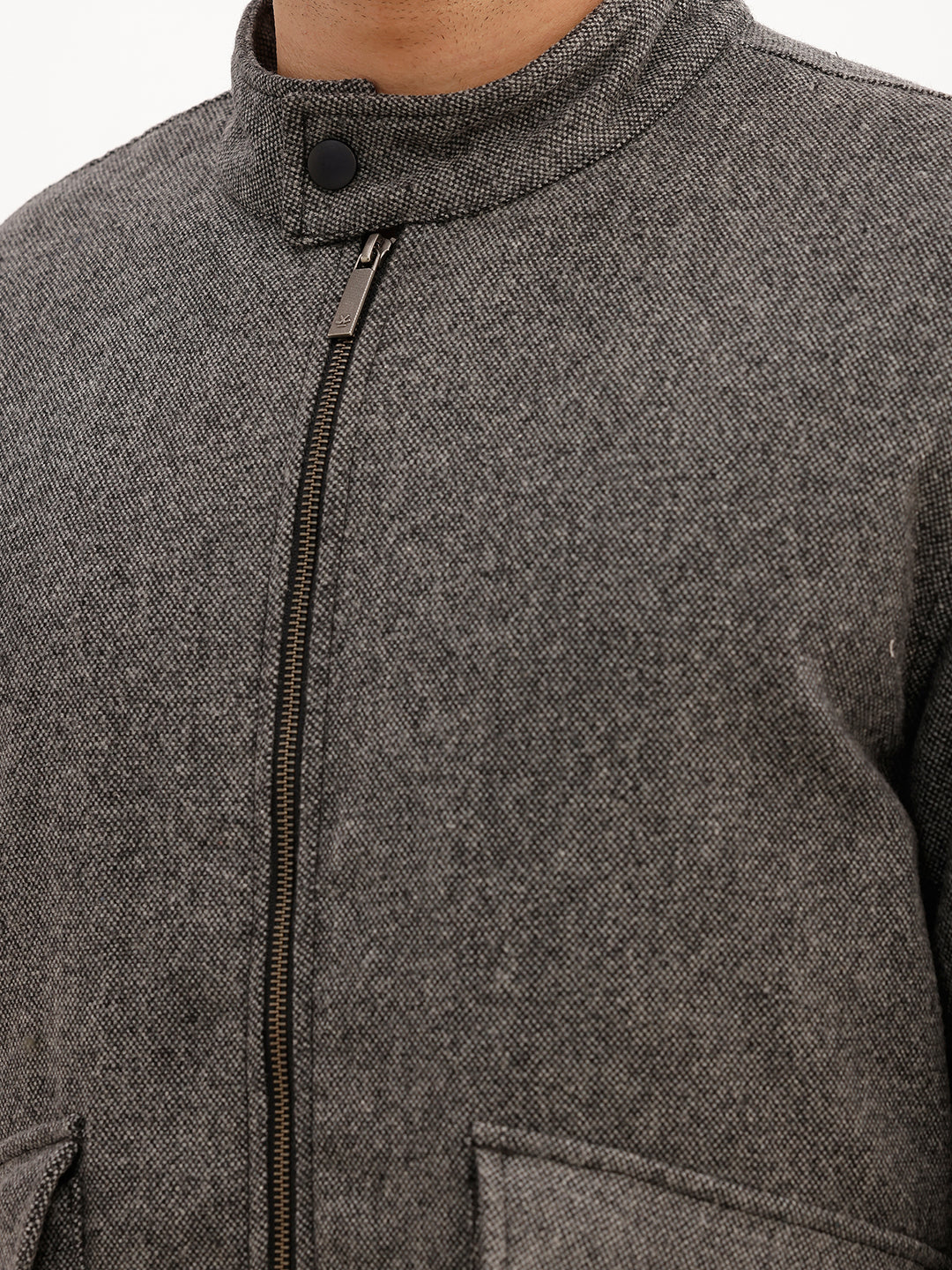 Solid Comfort Fit Quilted Zipper Jacket | Grey