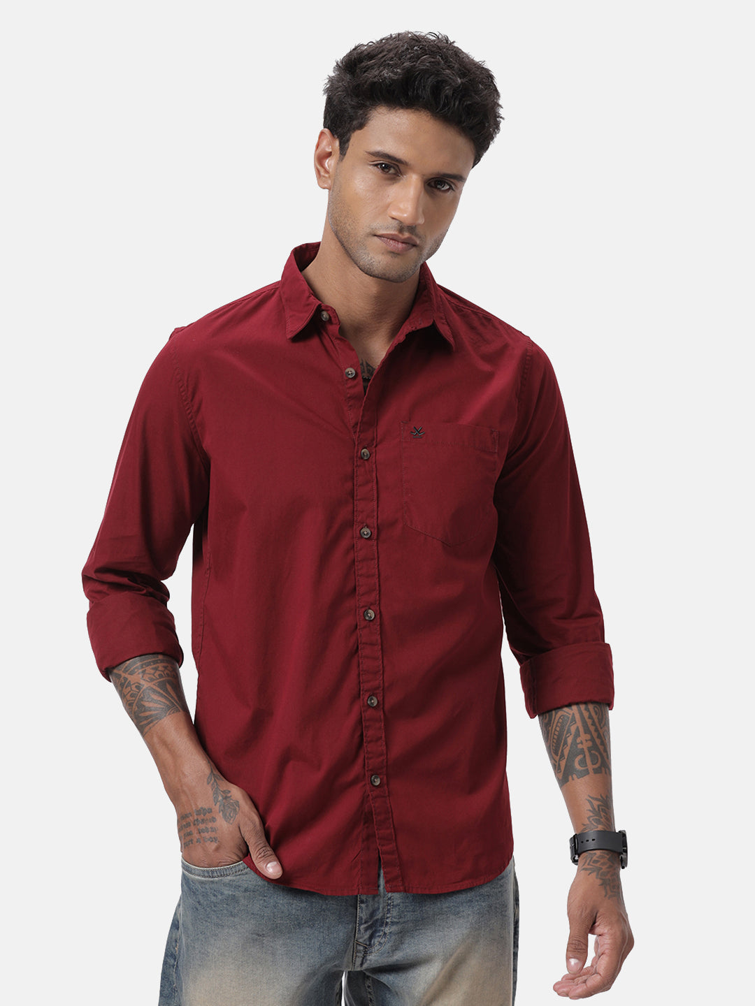 Fresh Maroon Solid Casual Shirt