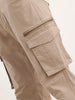 Solid Straight Fit Cargo Trouser | Khaki