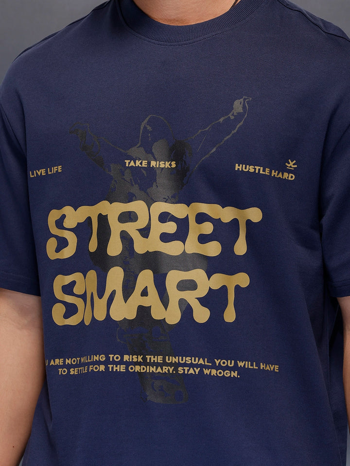 Classic Placement Printed T-Shirt   |  Navy Blue