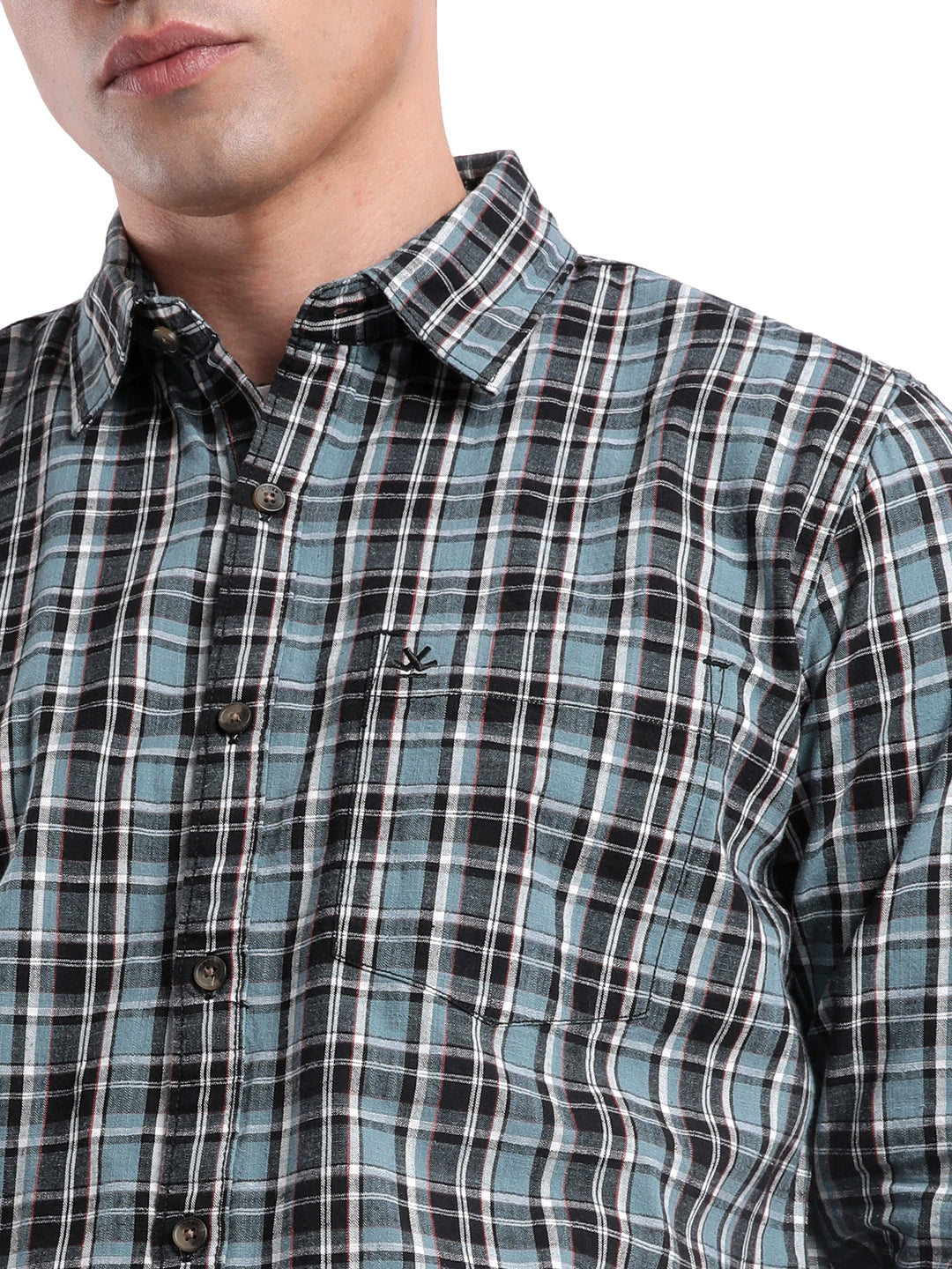 Teal Blend Checkered Shirt