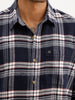 Slim Fit Flannel Full Sleeve Shirt | Navy Blue