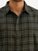 Slim Fit Checkered Shirt | Olive | WSH02FSSL0072S
