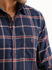 Slim Fit Checkered Full Sleeve Shirt | Navy Blue