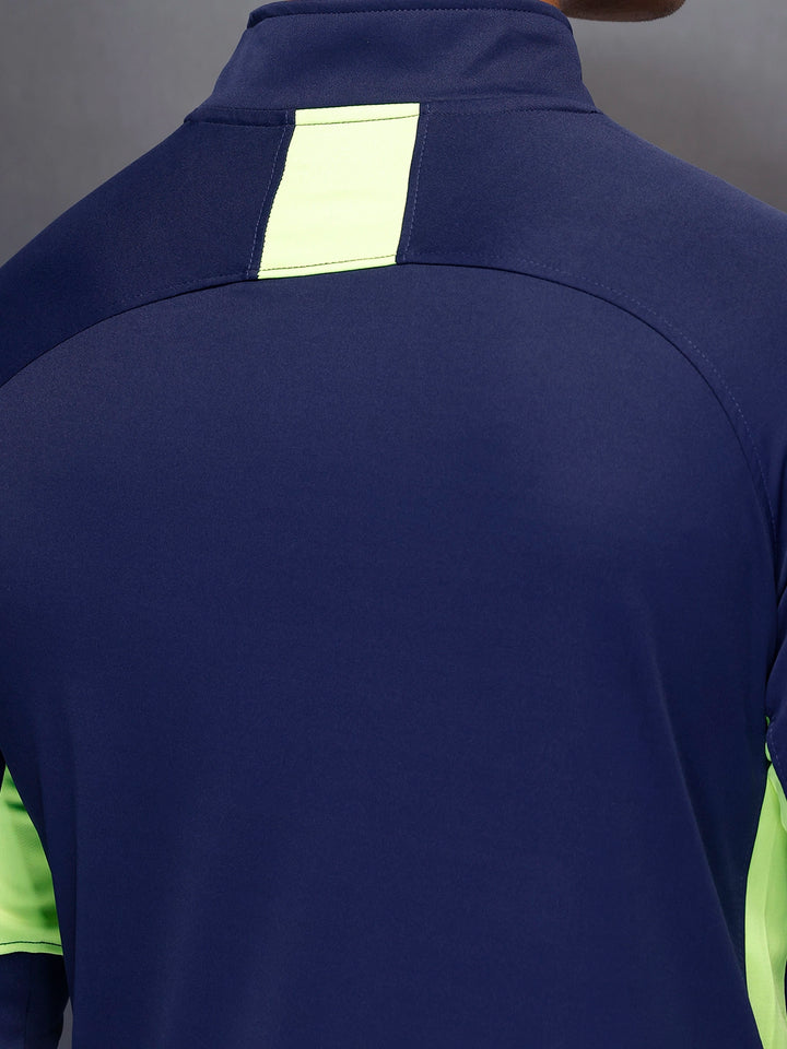 Wrogn Active Zippered T-shirt   |  Navy Blue