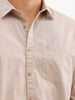 Solid Regular Fit 100% Cotton Shirt  | Beige