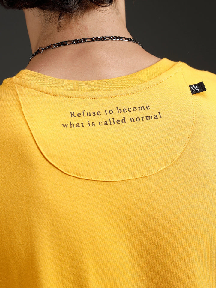 Wrogn Men's Solid Casual Oversized Tee | Orange