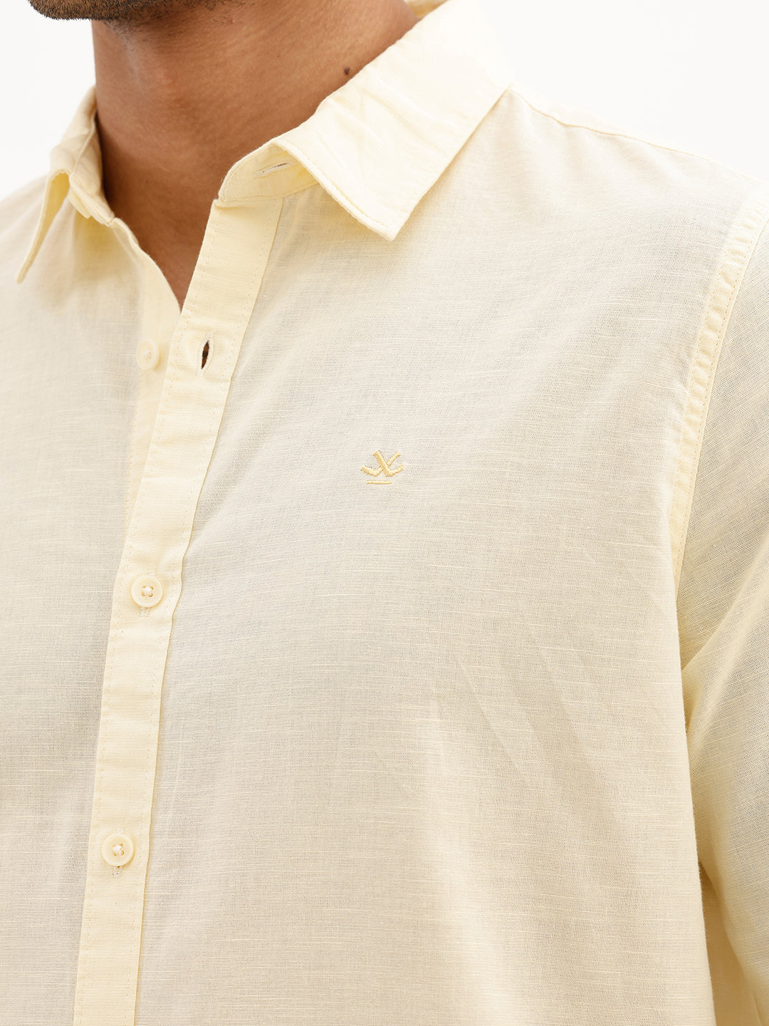 Solid Slim Fit Full Sleeve Shirt | Yellow