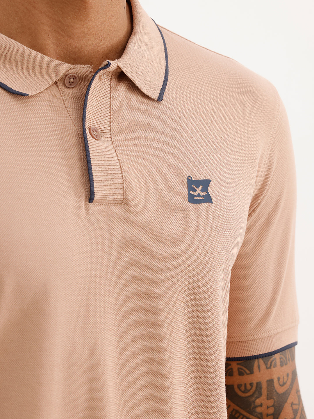 Slim Fit Tipping Collar Polo T-Shirt | Light Brown