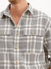 Oversized Grindle Structured Check Double Pocket Shirt | Grey