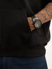 Comfort Fit Placement Printed Hoodie | Black