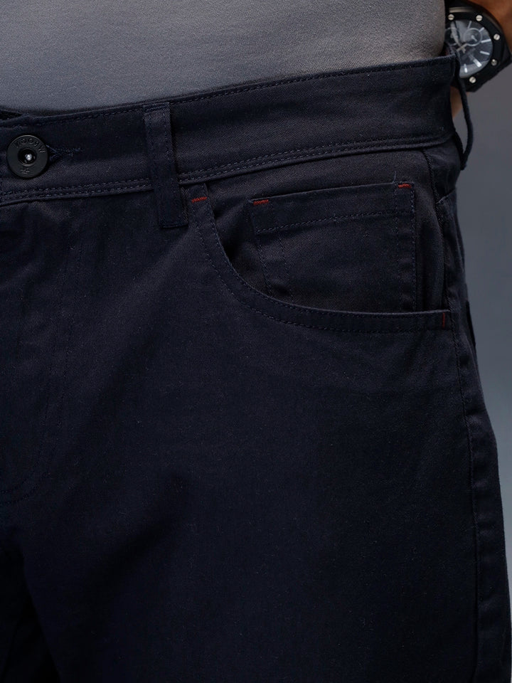 Men's casual straight fit trousers | Navy Blue