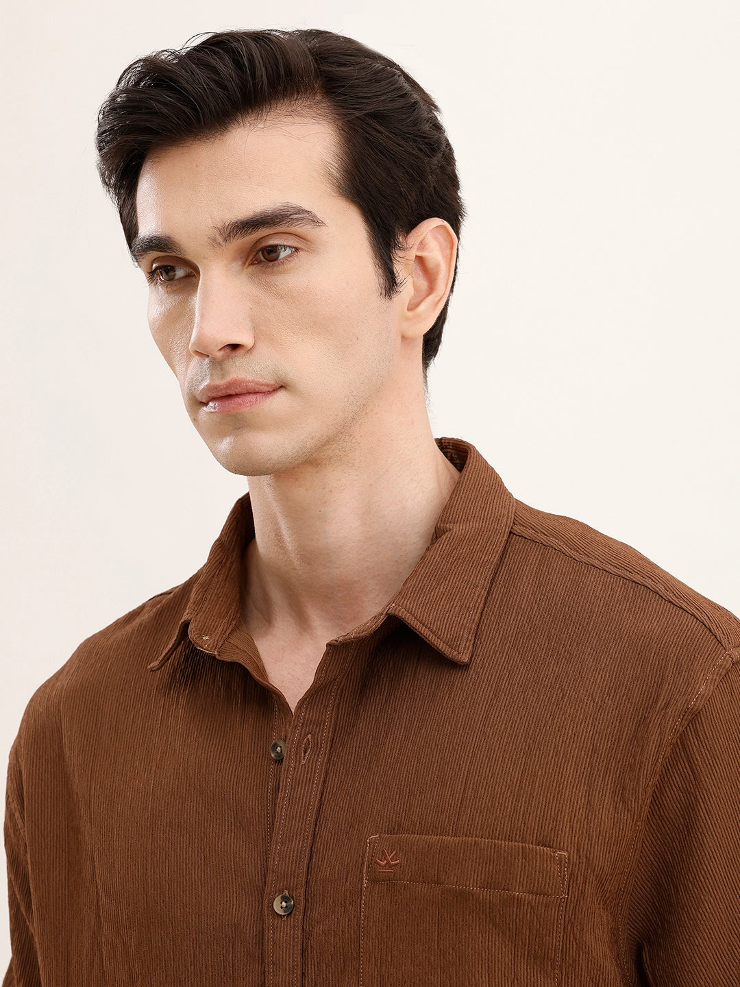 Comfort Fit Textured Shirt | Dark Khaki