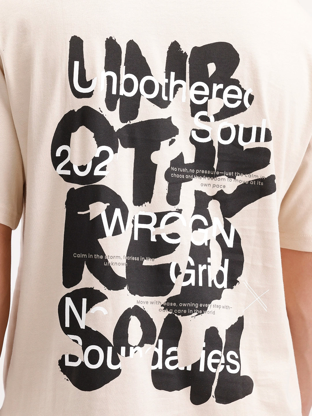 Oversized Fit Back Printed T-Shirt | Beige