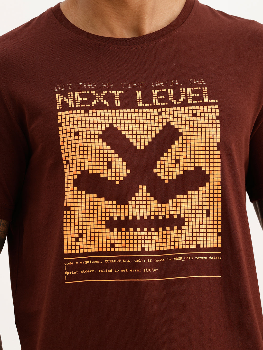 Slim Fit Placement Printed T-Shirt | Brown