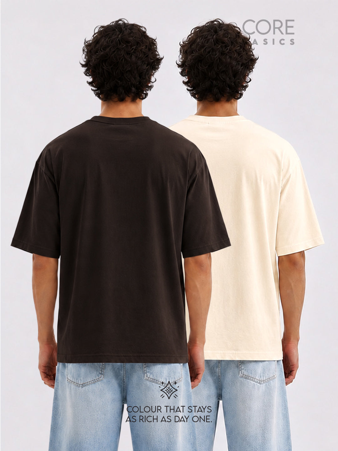 Core Basics Oversized Fit T-Shirt 2-Pack | Essential  | Brown/ Beige