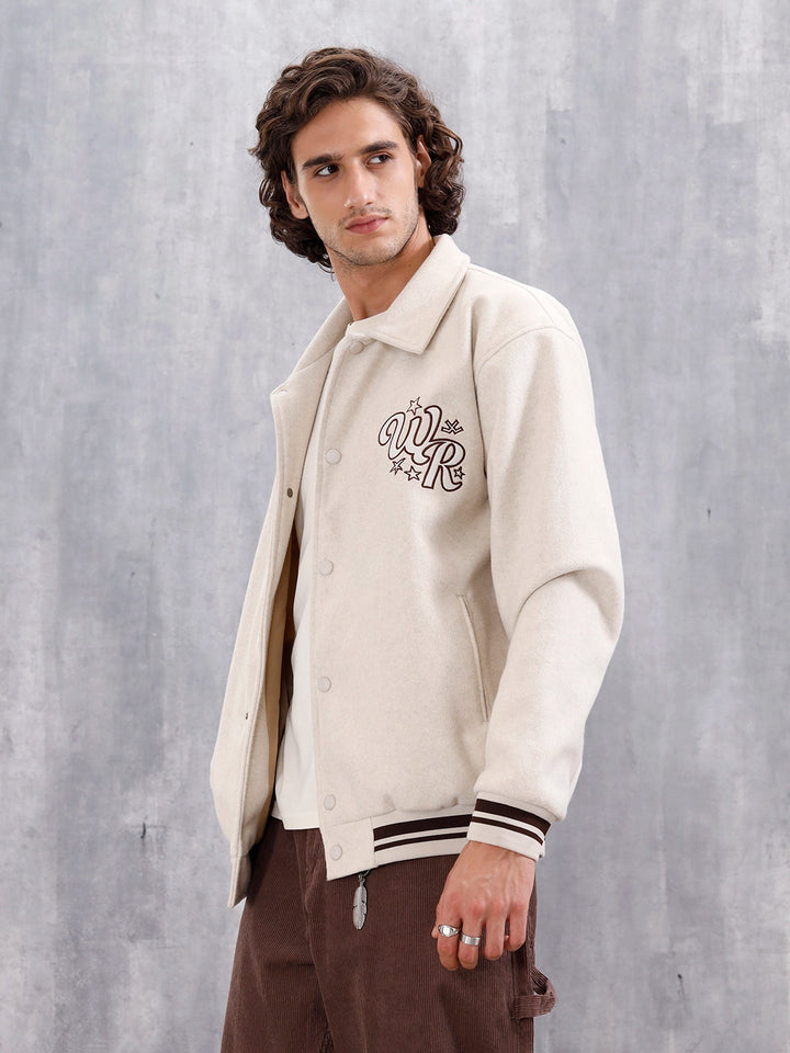 Varsity-Inspired Comfort Fit Tweed Jacket | Off White