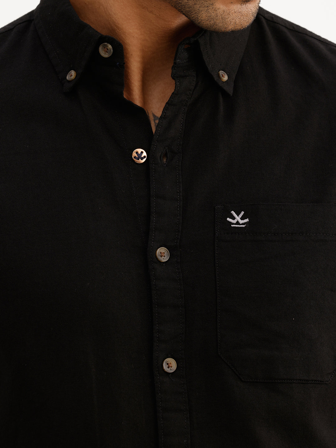 Solid Regular Fit Full Sleeve Shirt | Black