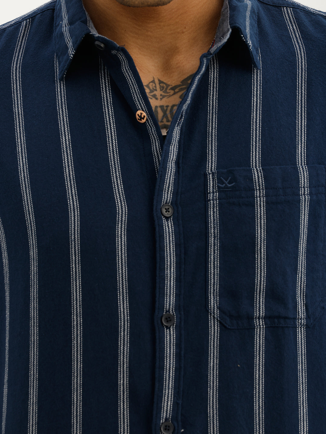 Classic Slim Fit Textured Stripe Shirt | Blue