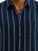 Classic Slim Fit Textured Stripe Shirt | Blue