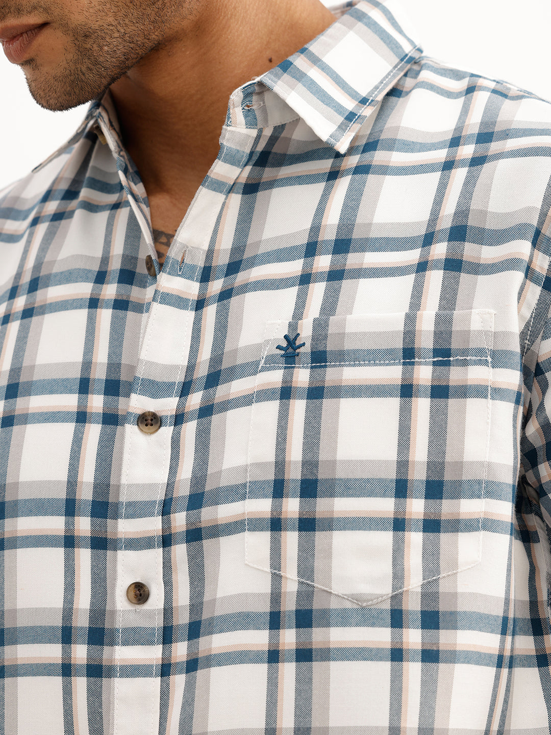 Regular Fit Checkered Shirt | White