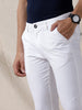 White Solid Casual Chinos