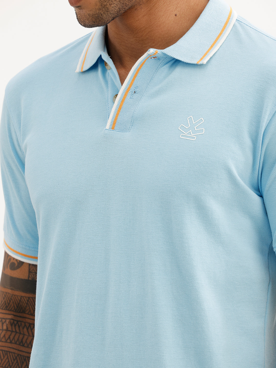 Regular Fit Tipping Collar Polo T-Shirt | Light Blue