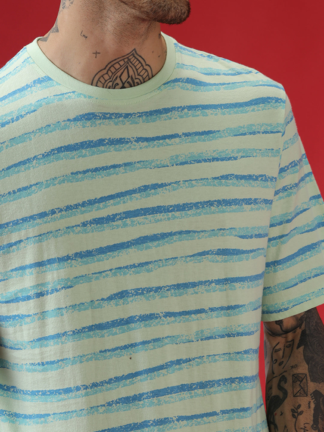 Casual Strings Striped Mint T-Shirt