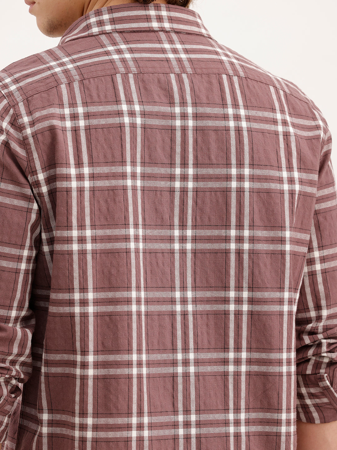 Slim Fit Checkered Shirt  | Peach
