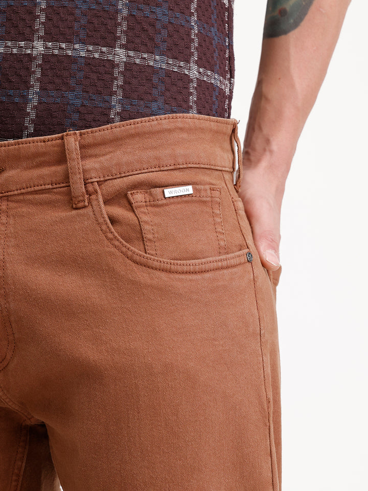 Solid Skinny Crop Denim Jeans | Brown