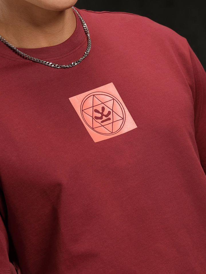 Zen Back Printed T-Shirt | Maroon