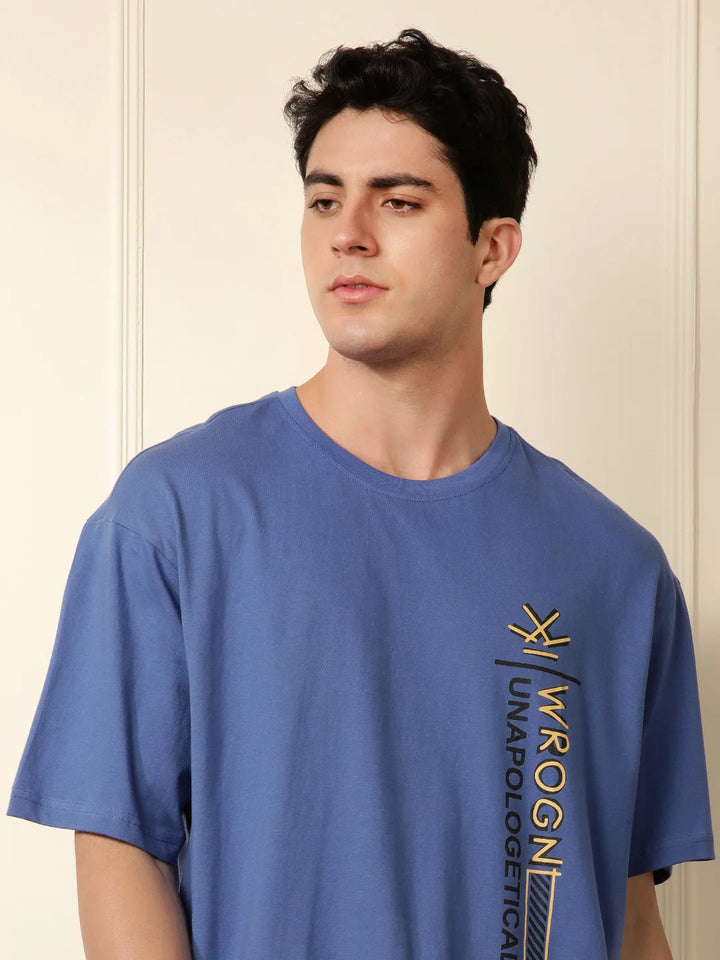 Influential Printed Blue Oversized T-Shirt