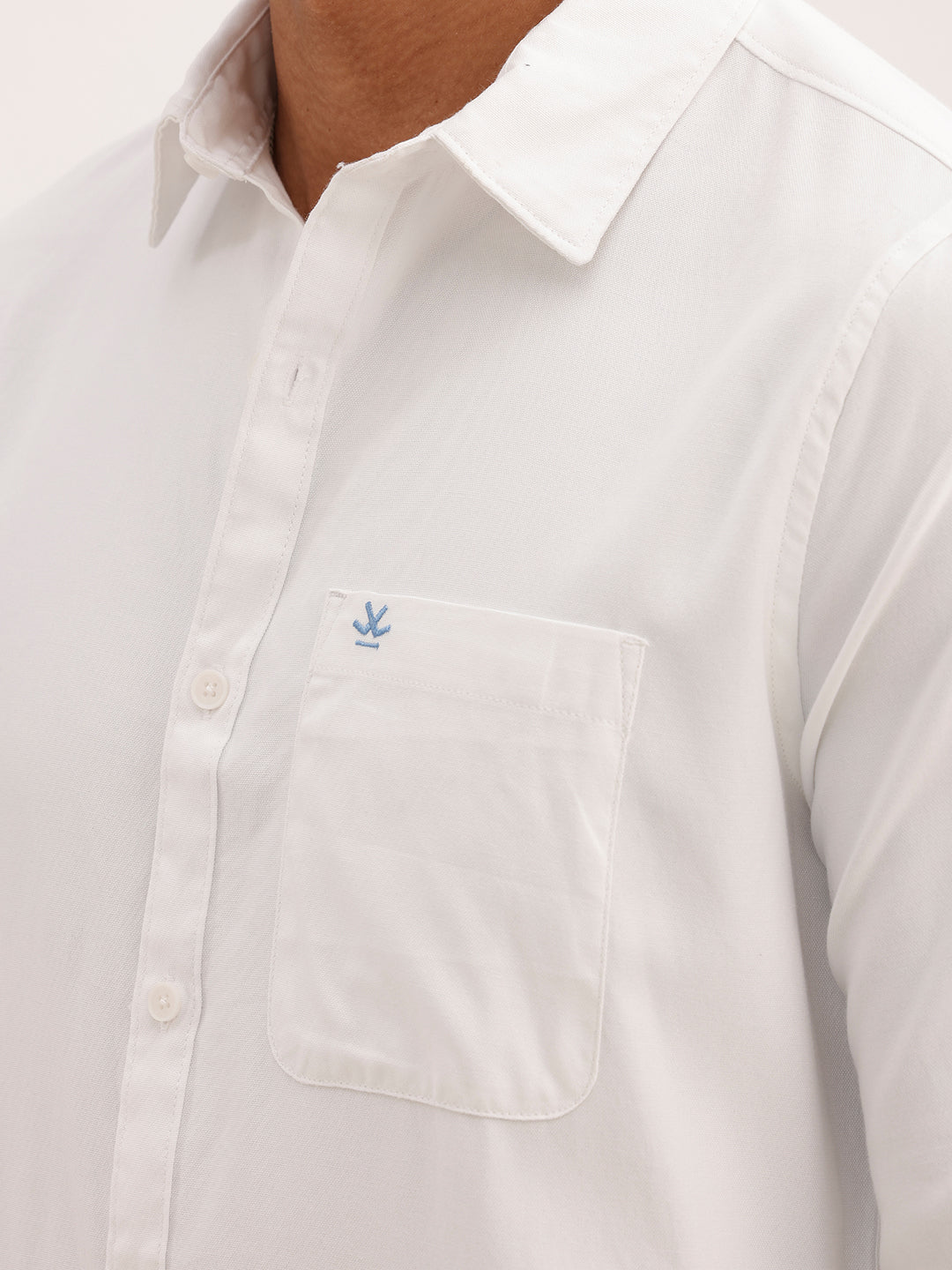 Solid Regular Fit Full Sleeve Shirt | White