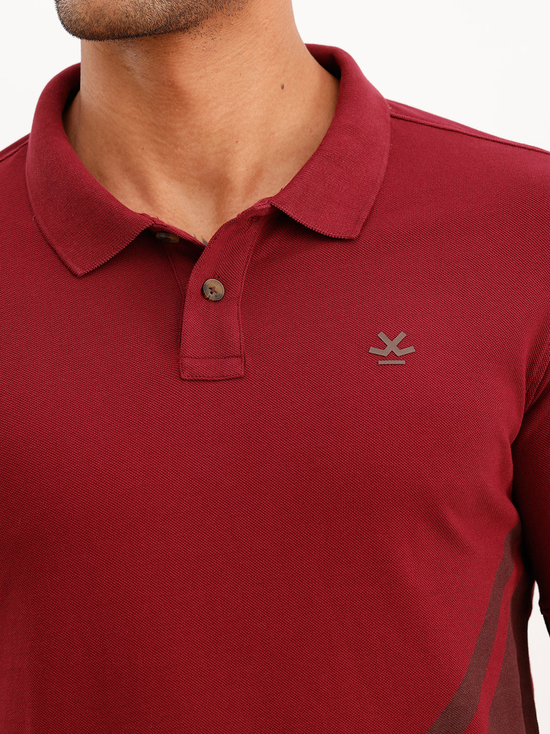 Slim Fit Placement Printed Polo T-Shirt | Maroon