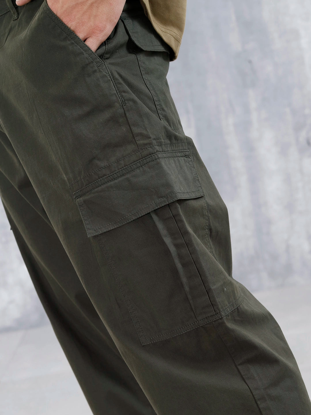 Men's Casual Loose Fit Cargo Trousers | Green