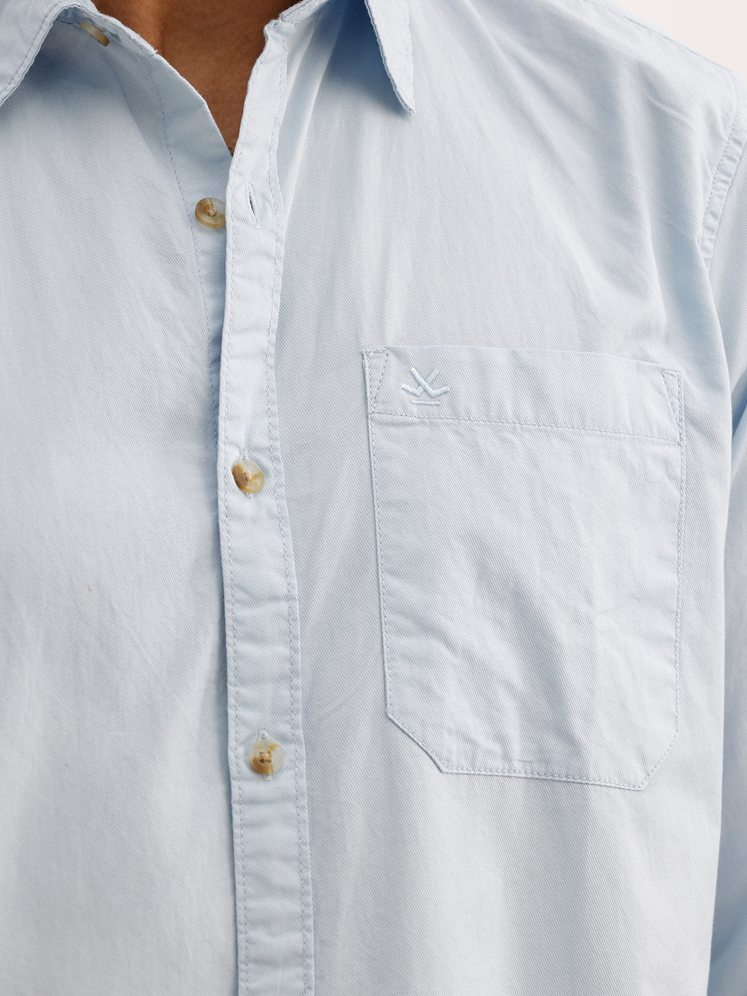 Solid Regular Fit Full Sleeve Shirt | Light Blue