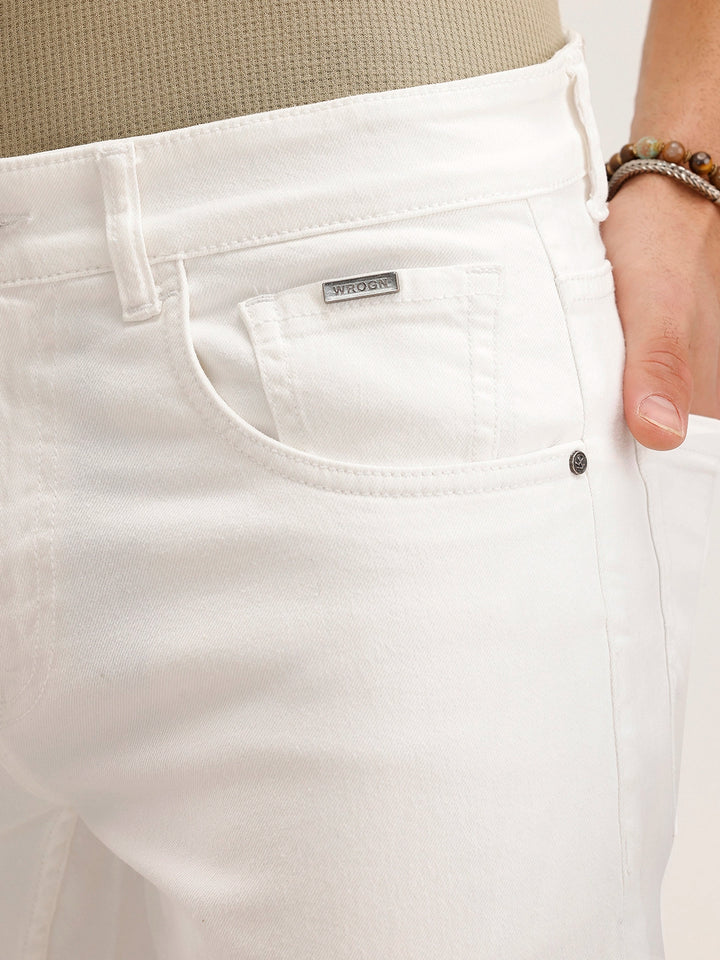 Solid Slim Fit Denim Jeans | White
