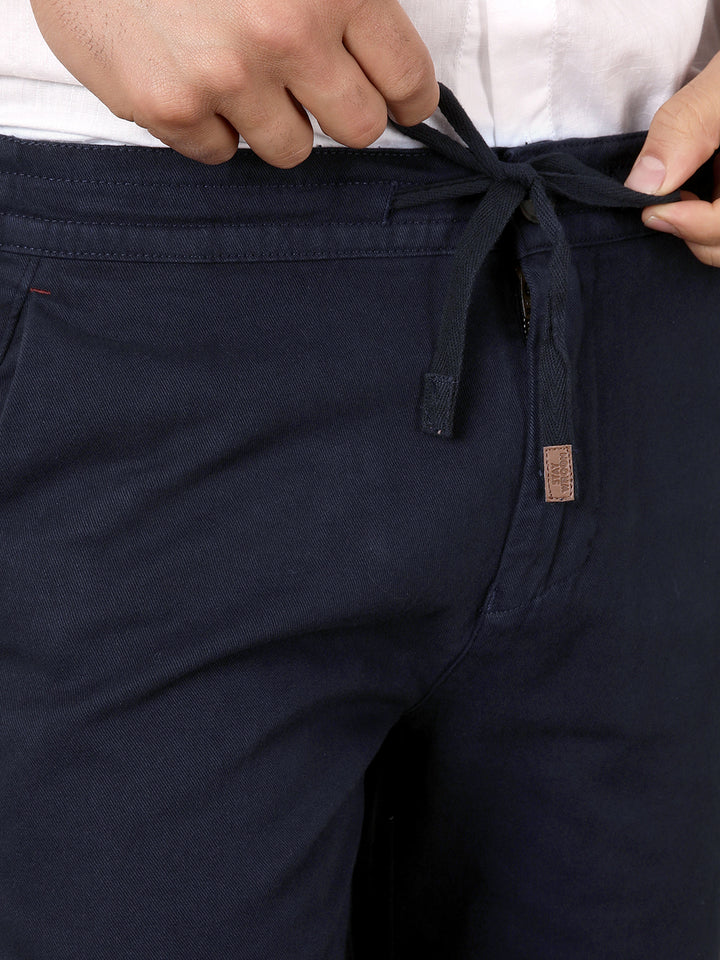 Drawstring Waist Navy Shorts