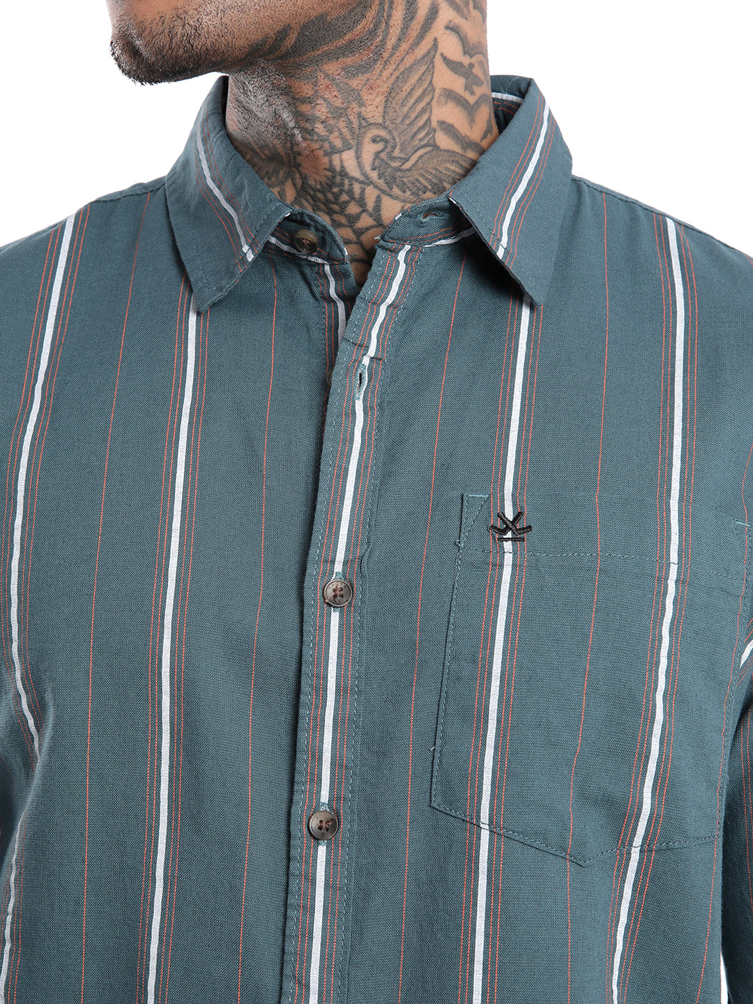 Elite White & Green Striped Shirt