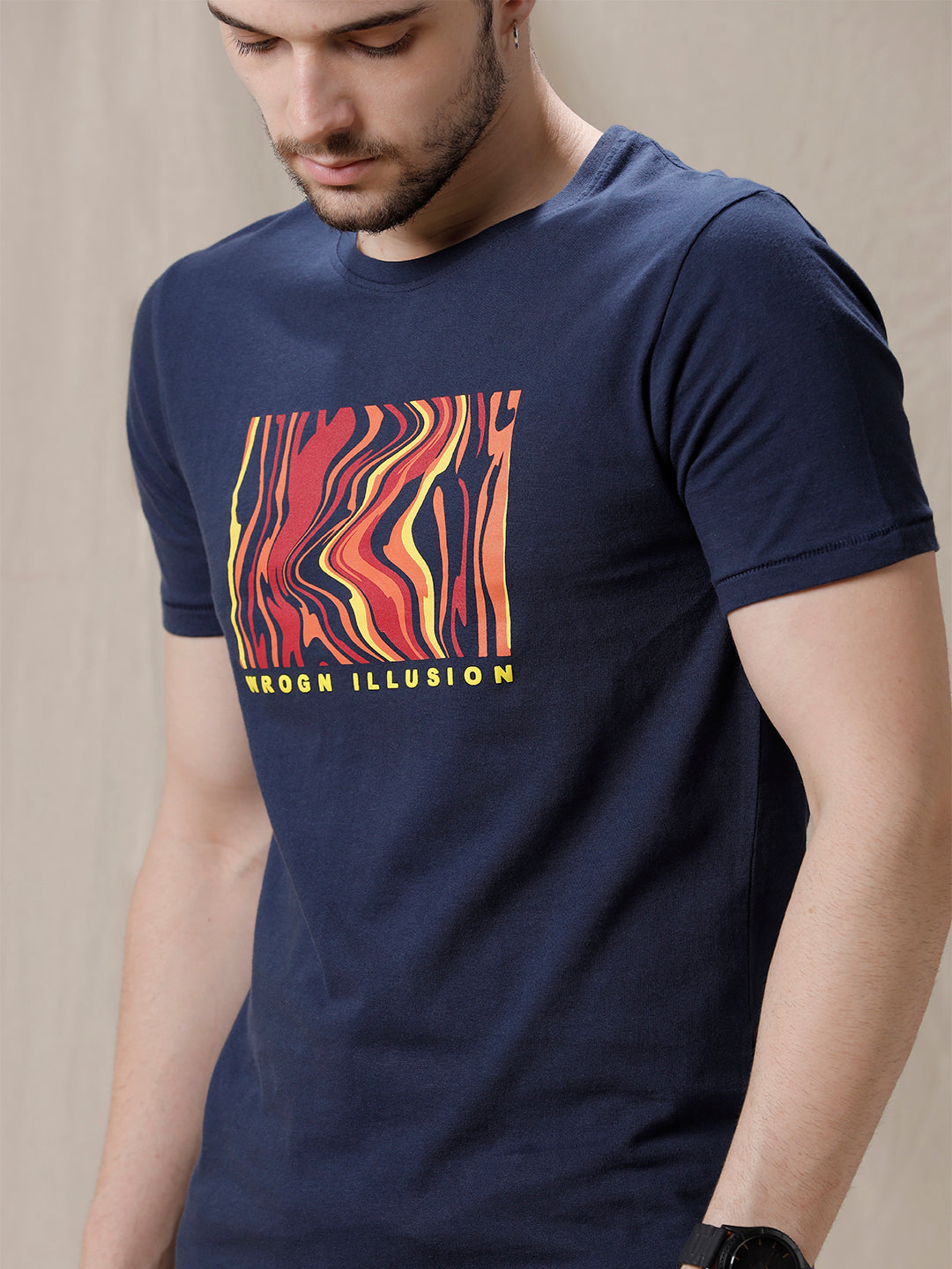 Illusion Printed Slim Fit T-Shirt