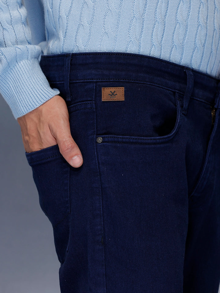 Men’s solidslim-fit casual chinos | Blue