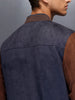 Two-tone suede finish jacket | Navy Blue