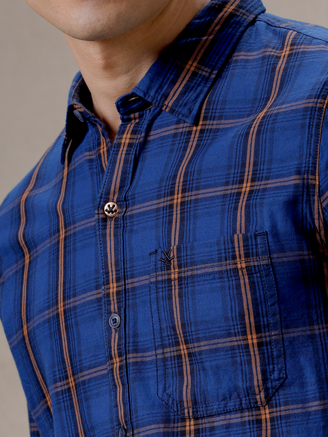 Checked Blue Cotton Shirt