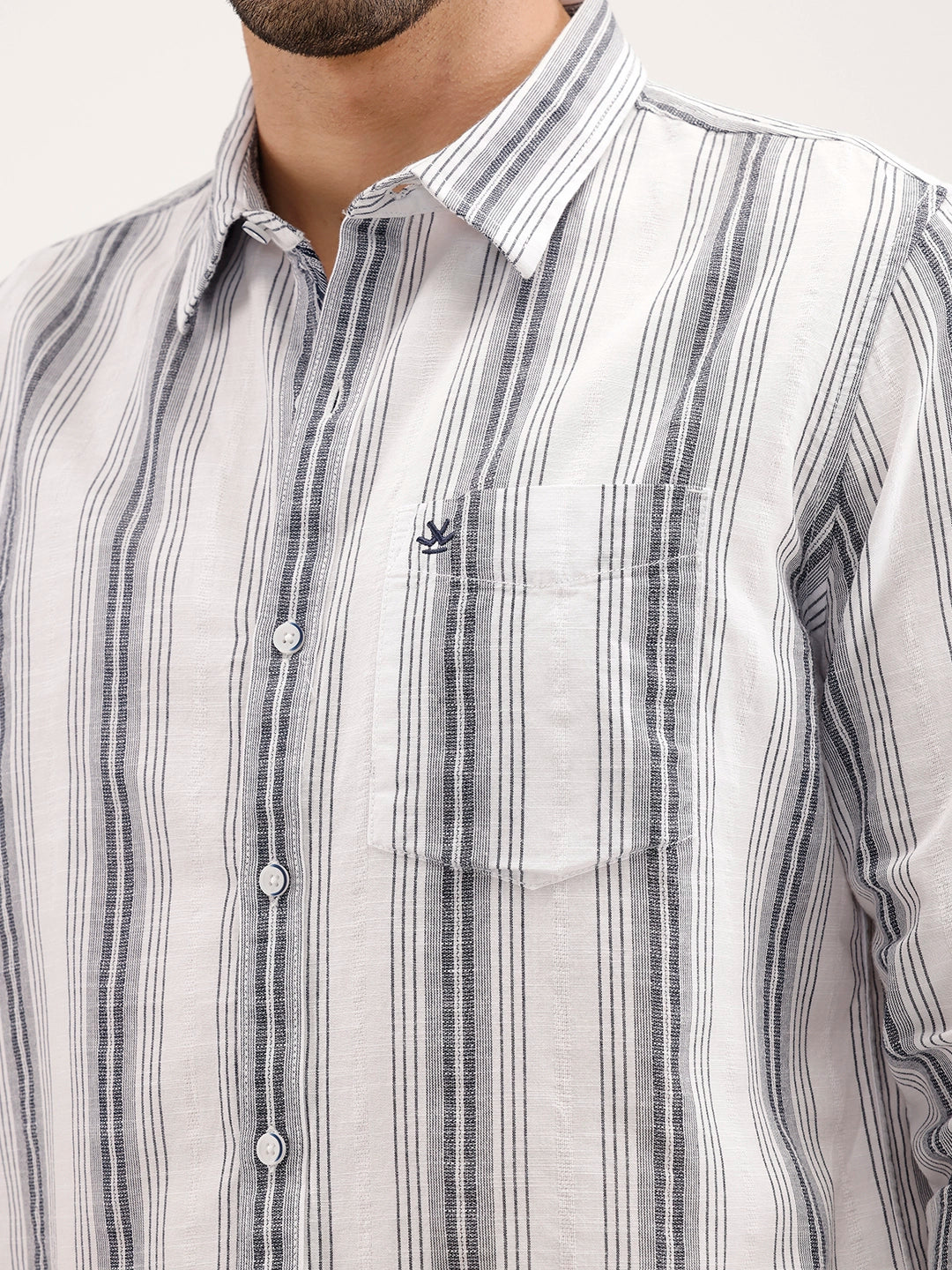 Classic Slim Fit Striped Shirt | White