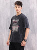 Acid Wash Graphic Printed Oversized Fit T-Shirt | Black