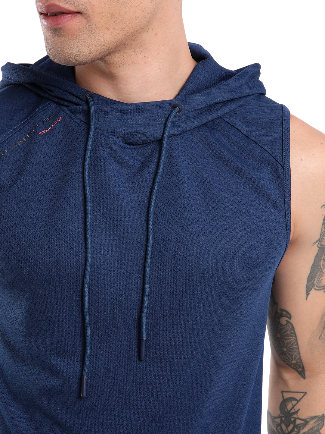 Blue Sleeveless Hooded T-Shirt