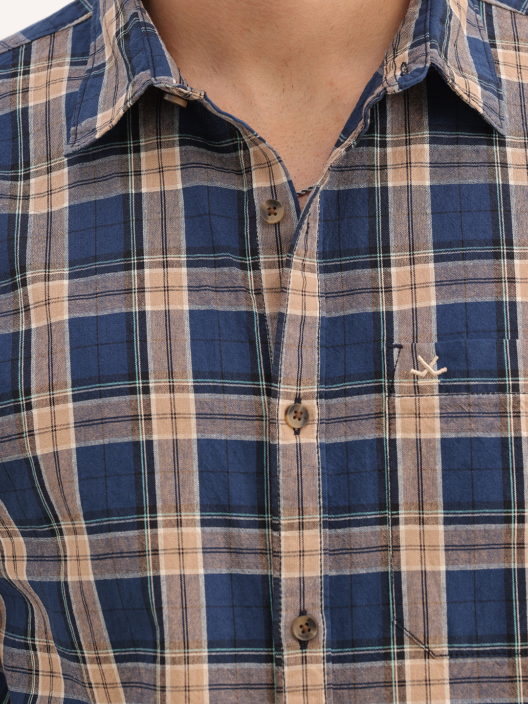 Classic Regular Fit Checkered Shirt | Peach