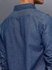 Washed slim fit denim shirt | Blue